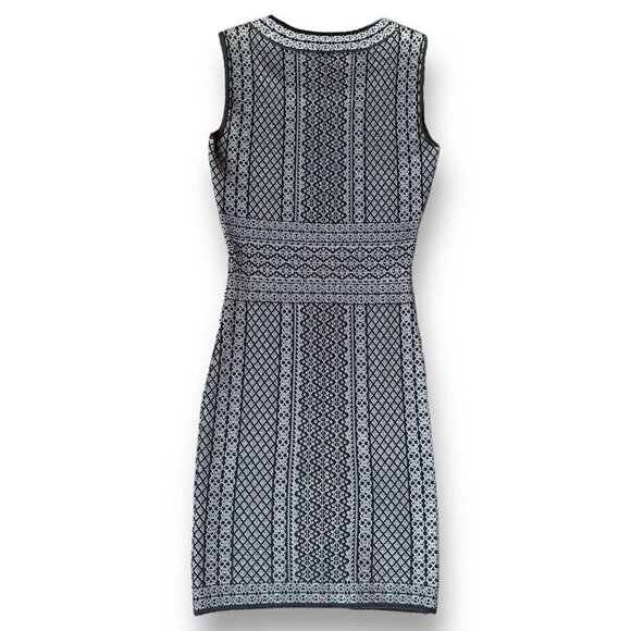 BCBG Max Azria Womens Jose Dress XS Black White Geometric Knit Bodycon Sheath - Picture 6 of 9